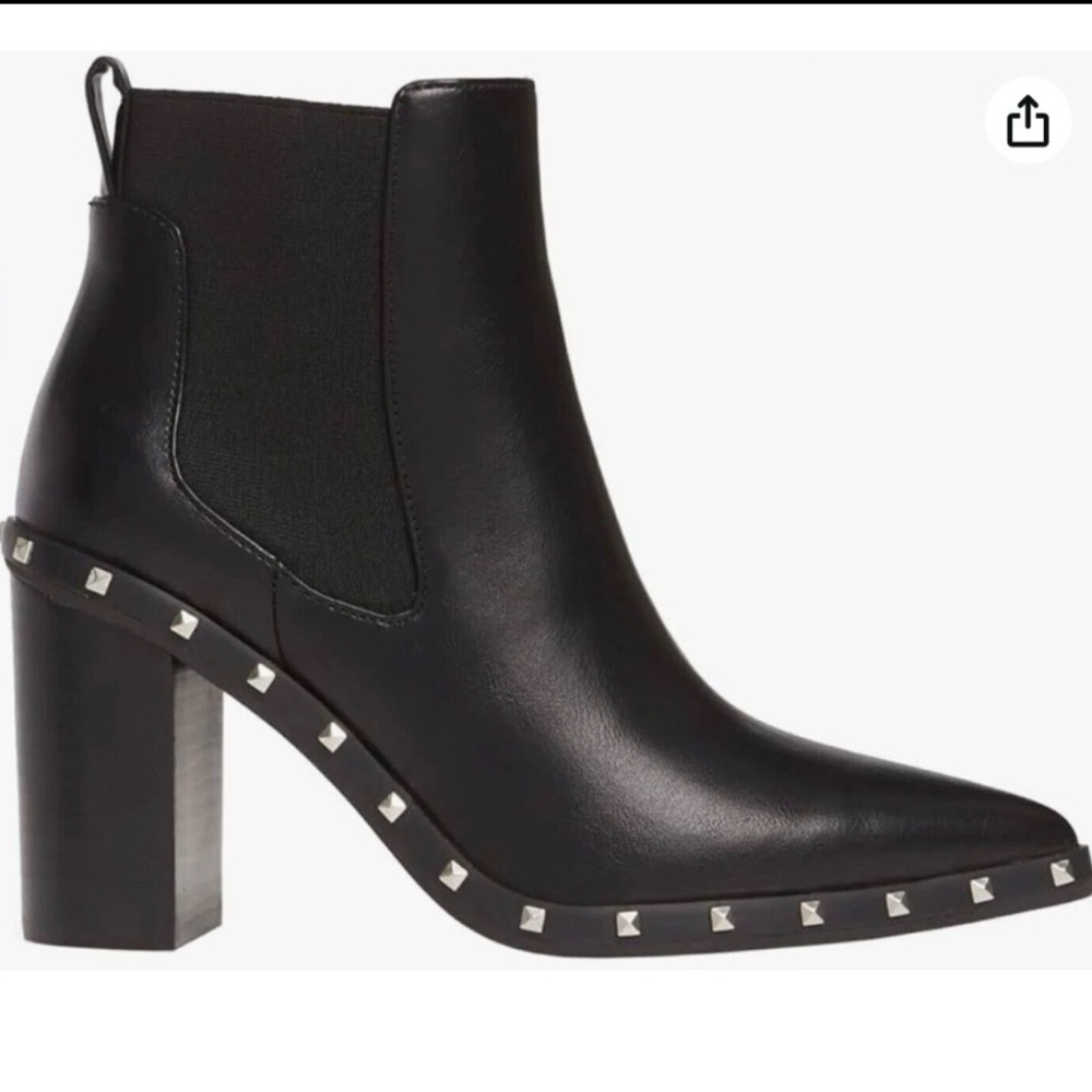Charles David Duke Studs Pointed Toe Block Heel Boot Size 8
